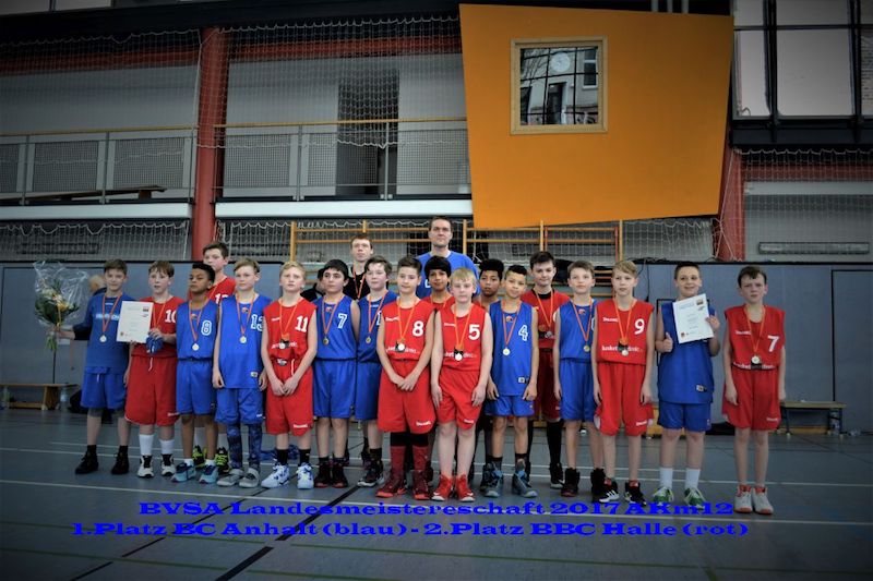 Landesliga m12 1. Platz BC Anhalt und 2. Platz BBC Halle gemeinsam // Foto: BVSA
